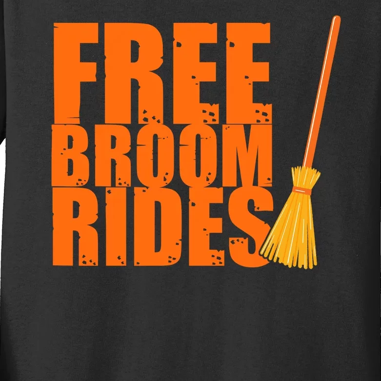 Free Broom Rides Funny Halloween Kids Long Sleeve Shirt