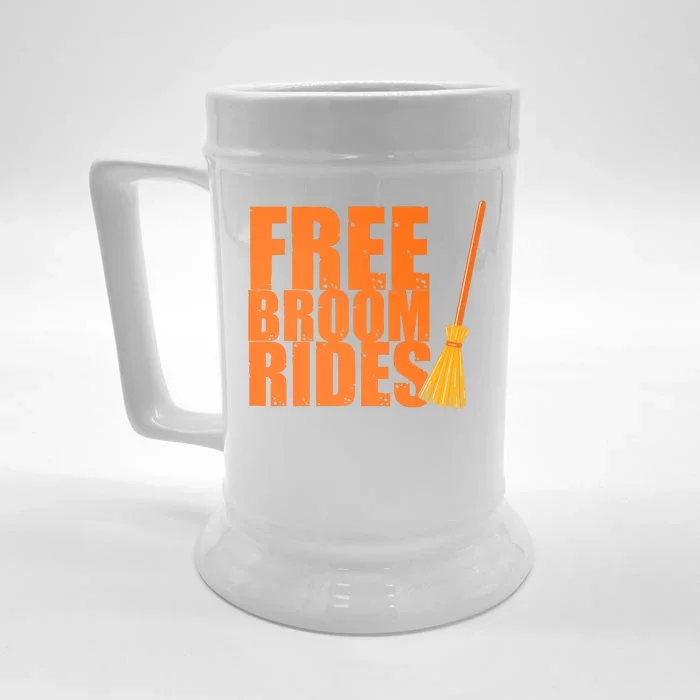 Free Broom Rides Funny Halloween Front & Back Beer Stein