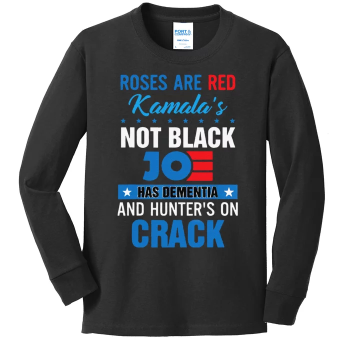 Funny Biden Roses Are Red Kamala Not Black Joe Kids Long Sleeve Shirt