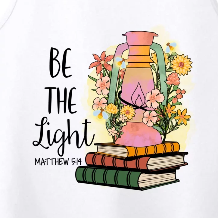 Flower Bookworm Reader Reading Day Bible Verse Matthew 5:14 Gift Performance Tank