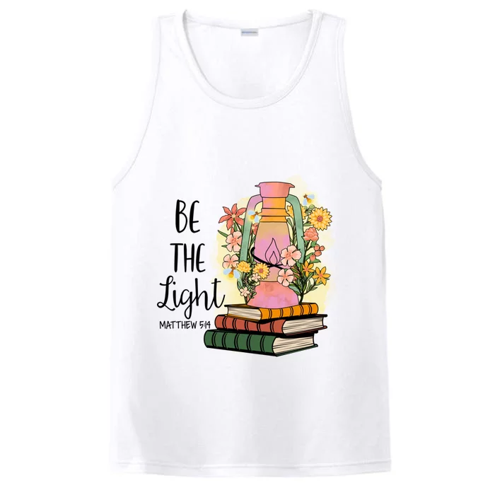 Flower Bookworm Reader Reading Day Bible Verse Matthew 5:14 Gift Performance Tank