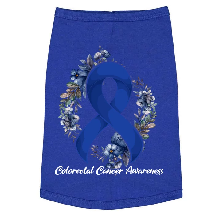 Floral Blue Ribbon Flower Colon Cancer Awareness Gift Doggie Tank