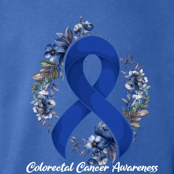 Floral Blue Ribbon Flower Colon Cancer Awareness Gift Toddler Hoodie