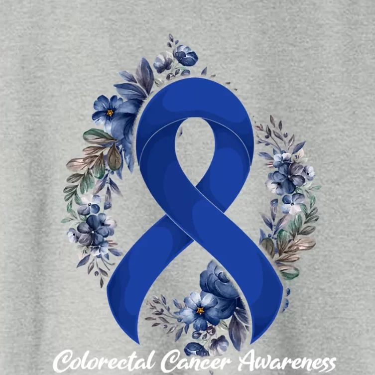 Floral Blue Ribbon Flower Colon Cancer Awareness Gift Women's Crop Top Tee