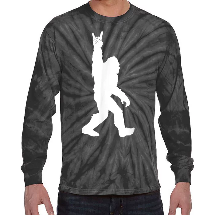 Funny Bigfoot Rock And Roll For Sasquatch Believers Tie-Dye Long Sleeve Shirt