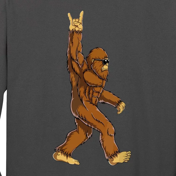 Funny Bigfoot Rock On Sasquatch Rock And Roll Gift Long Sleeve Shirt