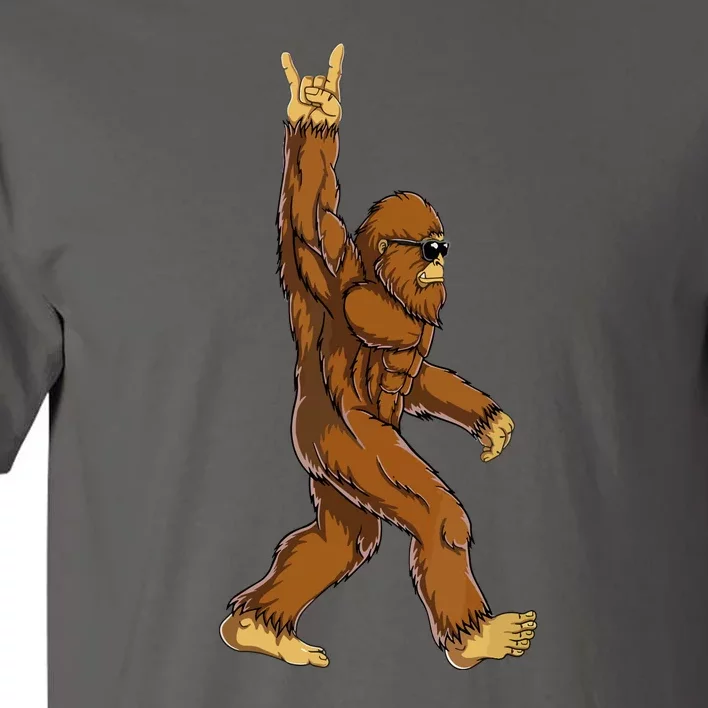 Funny Bigfoot Rock On Sasquatch Rock And Roll Gift Tall T-Shirt