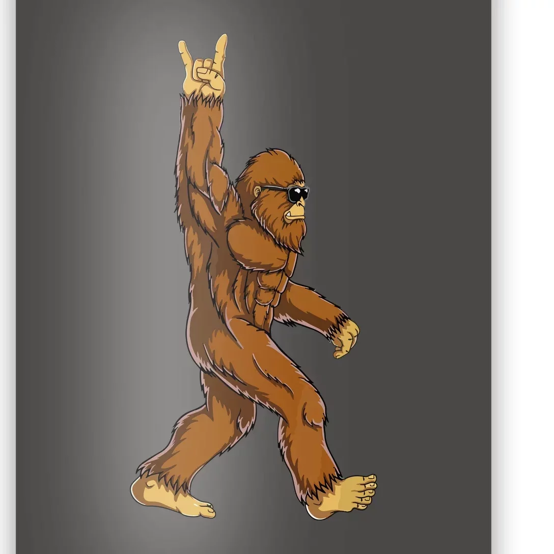 Funny Bigfoot Rock On Sasquatch Rock And Roll Gift Poster