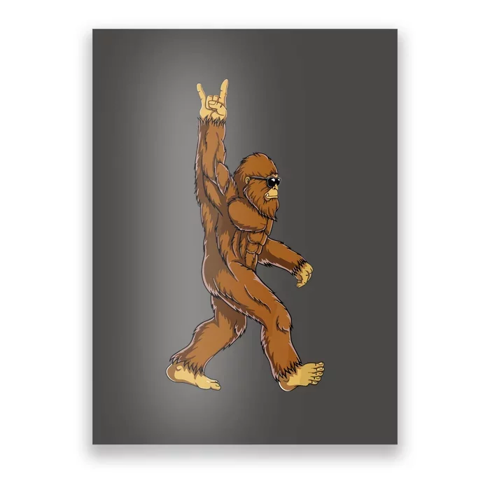 Funny Bigfoot Rock On Sasquatch Rock And Roll Gift Poster