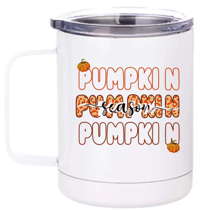 Fall Babe Retro Groovy Smile Face Autumn Leave Leopard Fall Front & Back 12oz Stainless Steel Tumbler Cup