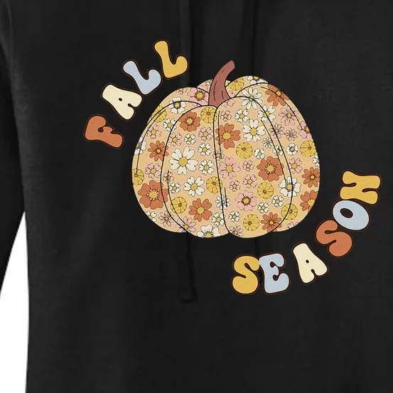 Fall Babe Retro Groovy Smile Face Autumn Leave Leopard Fall Women's Pullover Hoodie