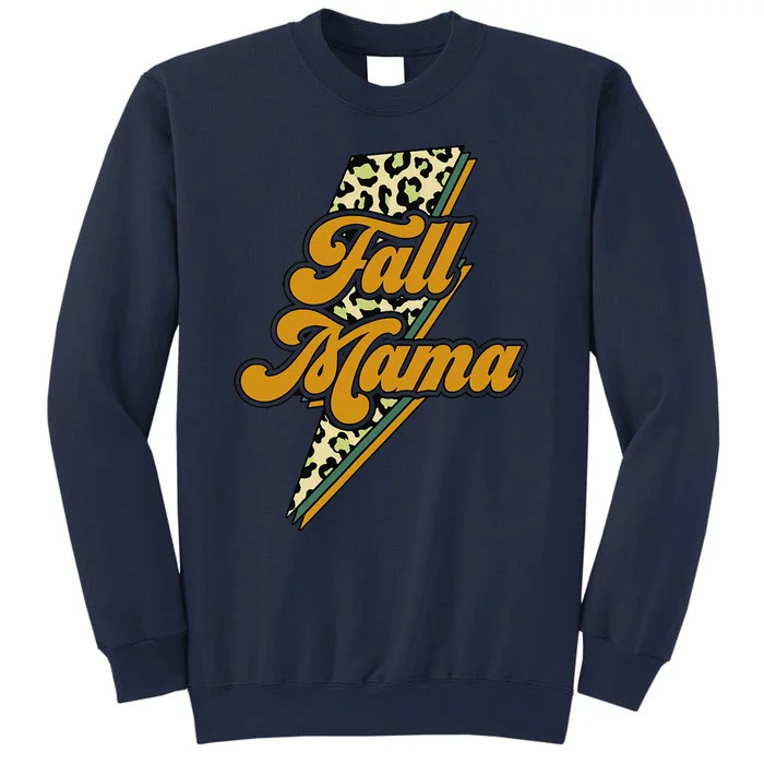 Fall Babe Retro Groovy Smile Face Autumn Leave Leopard Fall Tall Sweatshirt