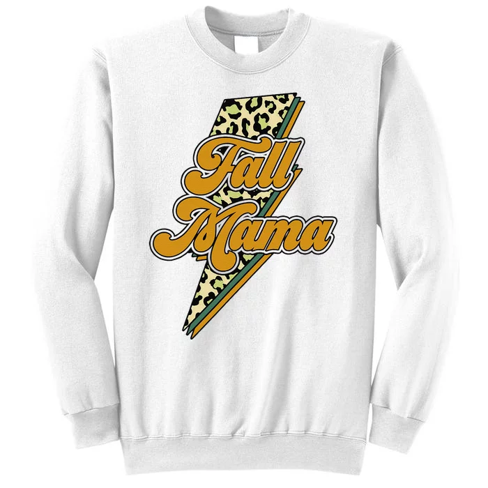 Fall Babe Retro Groovy Smile Face Autumn Leave Leopard Fall Sweatshirt