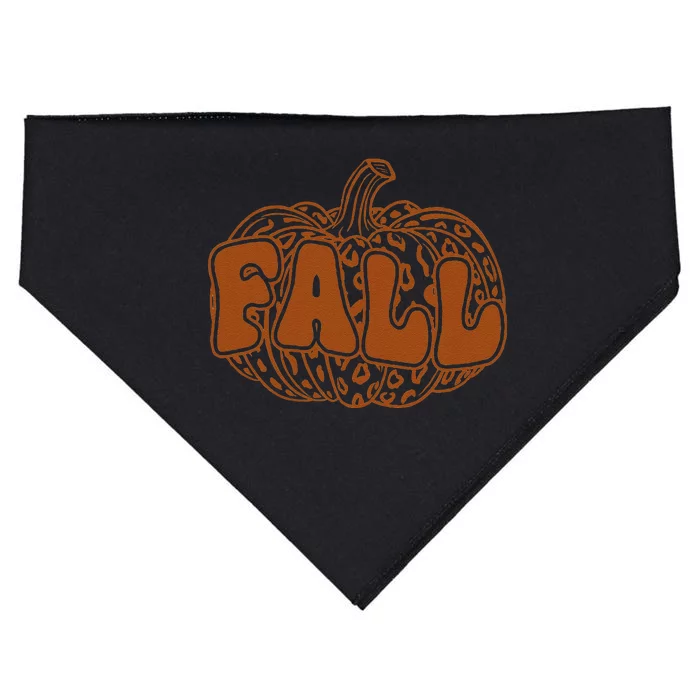 Fall Babe Retro Groovy Smile Face Autumn Leave Leopard Fall USA-Made Doggie Bandana