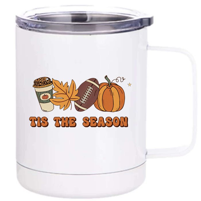 Fall Babe Retro Groovy Smile Face Autumn Leave Leopard Fall Front & Back 12oz Stainless Steel Tumbler Cup