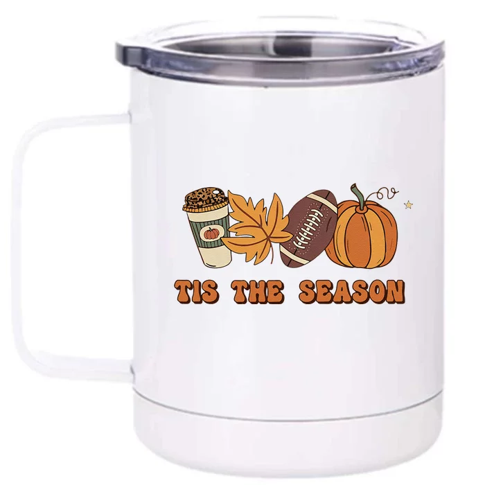 Fall Babe Retro Groovy Smile Face Autumn Leave Leopard Fall Front & Back 12oz Stainless Steel Tumbler Cup