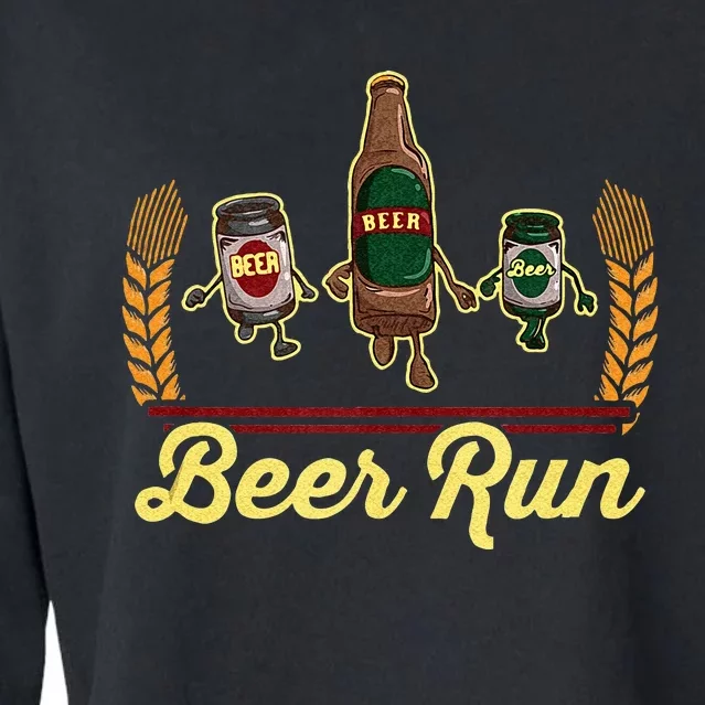 Funny Beer Running Gif BEER RUN Cropped Pullover Crew