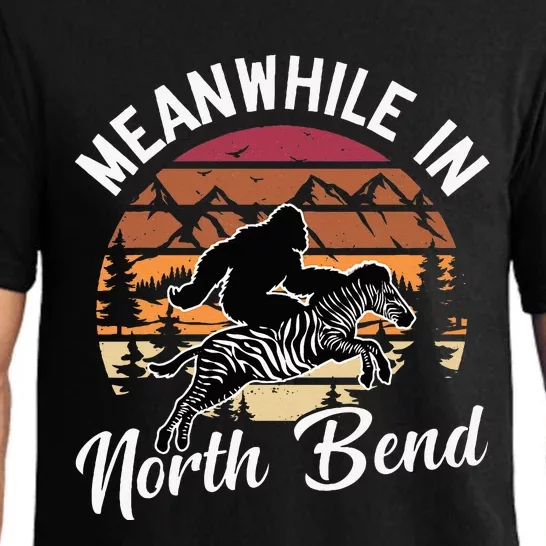 Funny Bigfoot Riding A Zebra Meanwhile In North Bend Pajama Set