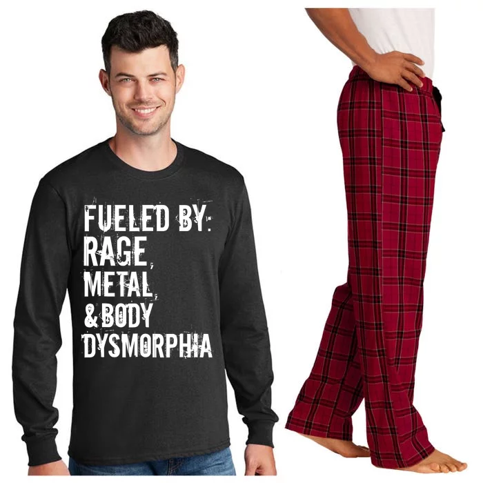 Fueled By Rage Metal And Body Dysmorphia Funny Grunge Style Long Sleeve Pajama Set