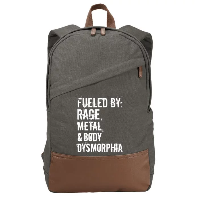 Fueled By Rage Metal And Body Dysmorphia Funny Grunge Style Cotton Canvas Backpack