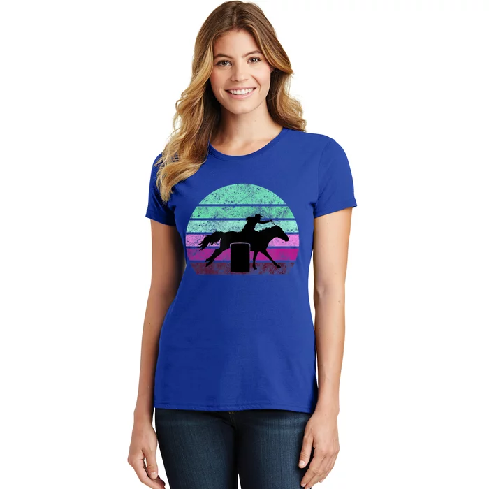 Funny Barrel Racing Gift Horse Lover Vintage Sunset Country Girl Gift Women's T-Shirt