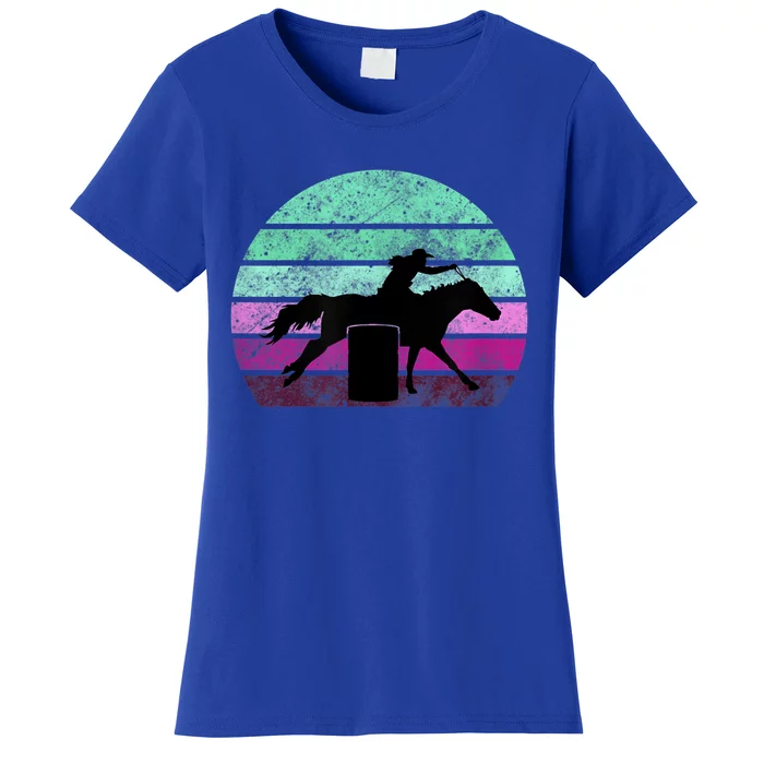 Funny Barrel Racing Gift Horse Lover Vintage Sunset Country Girl Gift Women's T-Shirt