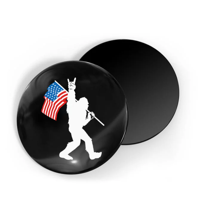 Funny Bigfoot Rock And Roll USA Flag For Sasquatch Believers Magnet