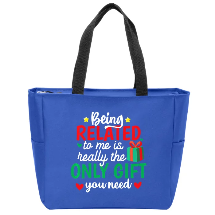 Funny Being Related To Me Christmas Family Xmas Pajamas Great Gift Zip Tote Bag