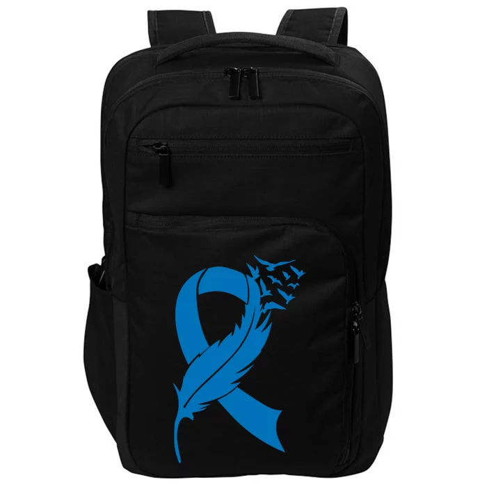 Feather Blue Ribbon Colon Cancer Impact Tech Backpack