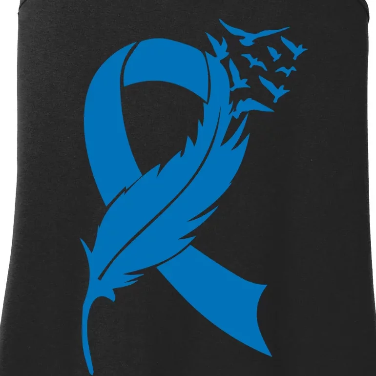 Feather Blue Ribbon Colon Cancer Ladies Essential Tank