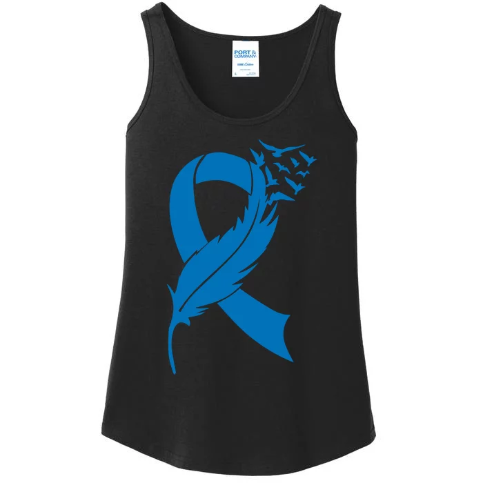 Feather Blue Ribbon Colon Cancer Ladies Essential Tank