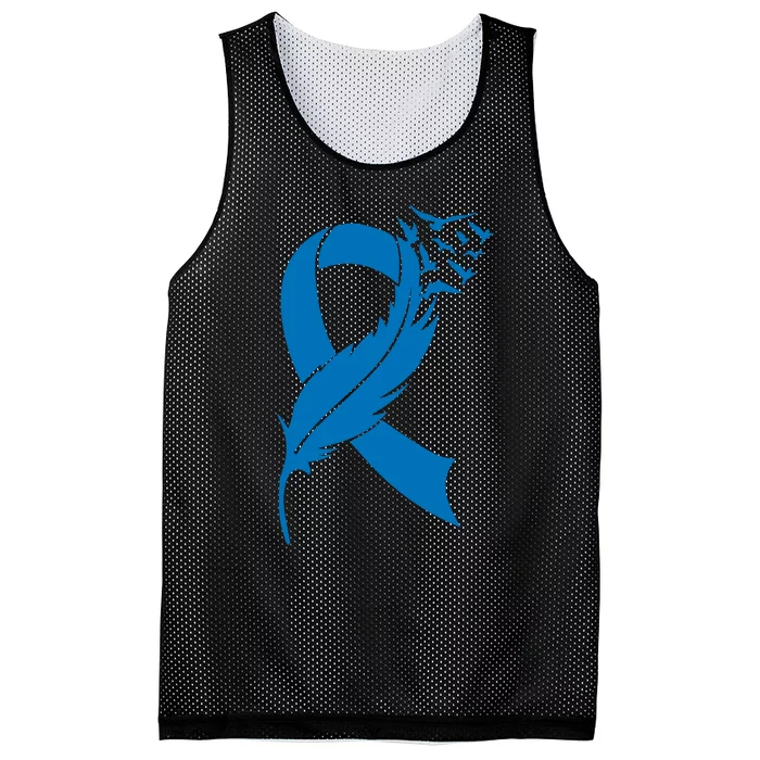 Feather Blue Ribbon Colon Cancer Mesh Reversible Basketball Jersey Tank