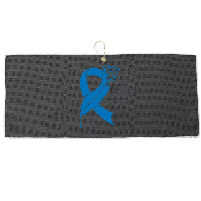 Feather Blue Ribbon Colon Cancer Large Microfiber Waffle Golf Towel