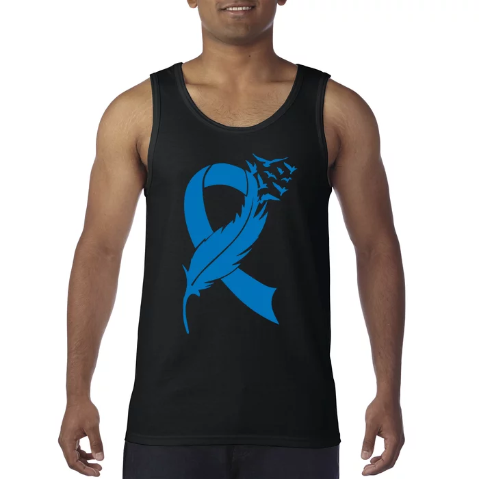 Feather Blue Ribbon Colon Cancer Tank Top