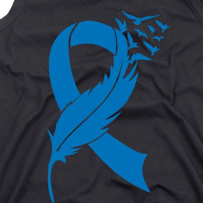 Feather Blue Ribbon Colon Cancer Tank Top