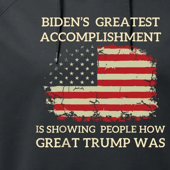 Funny Biden Retro Bidens Greatest Accomplishment Performance Fleece Hoodie