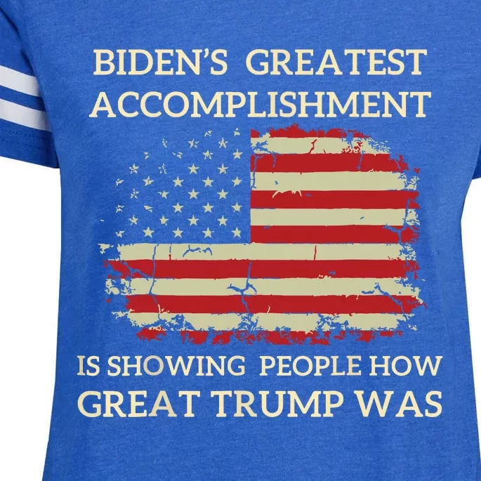 Funny Biden Retro Bidens Greatest Accomplishment Enza Ladies Jersey Football T-Shirt