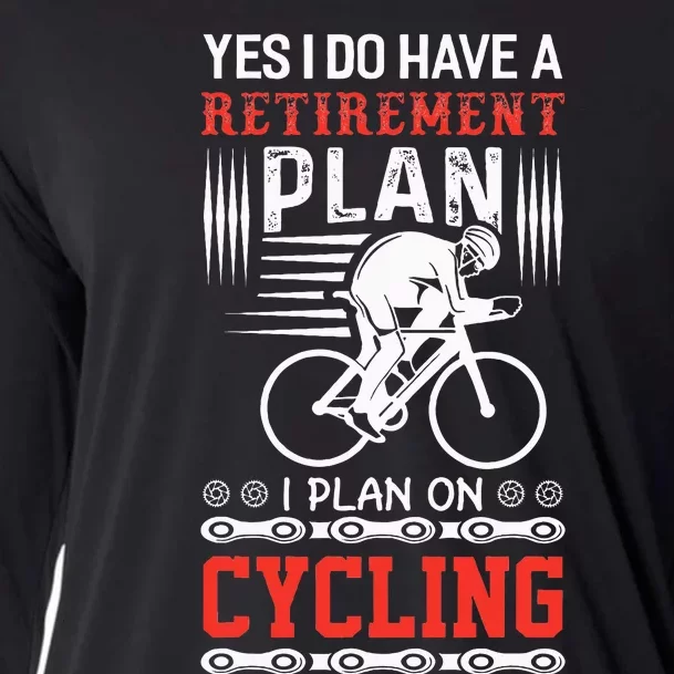 Funny Bicycle Retirement Plan Cycling Cooling Performance Long Sleeve Crew