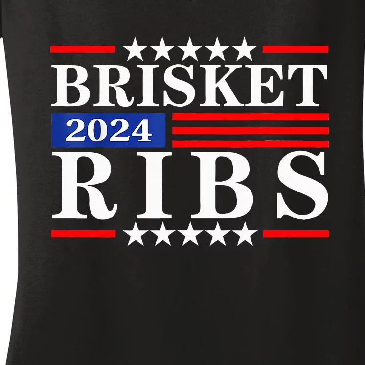 Funny Brisket Ribs Brisket Ribs 2024 Women's V-Neck T-Shirt