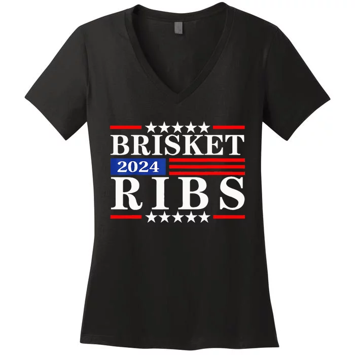 Funny Brisket Ribs Brisket Ribs 2024 Women's V-Neck T-Shirt