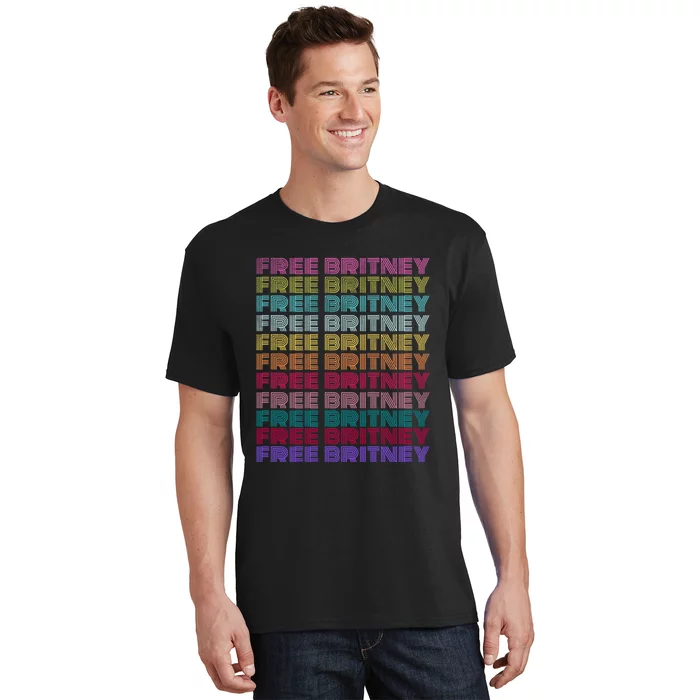 Free Britney Retro Rainbow Vintage Distressed T-Shirt