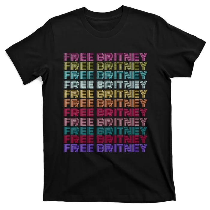 Free Britney Retro Rainbow Vintage Distressed T-Shirt