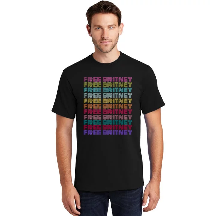 Free Britney Retro Rainbow Vintage Distressed Tall T-Shirt