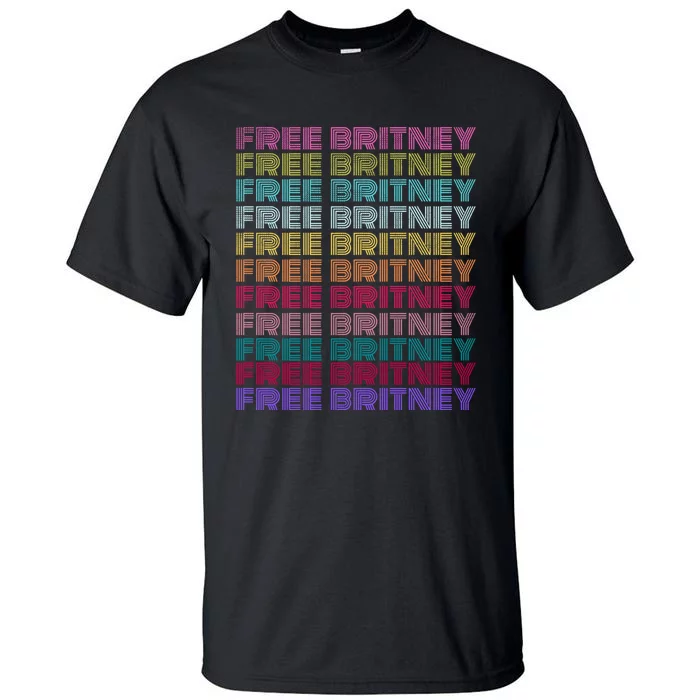 Free Britney Retro Rainbow Vintage Distressed Tall T-Shirt