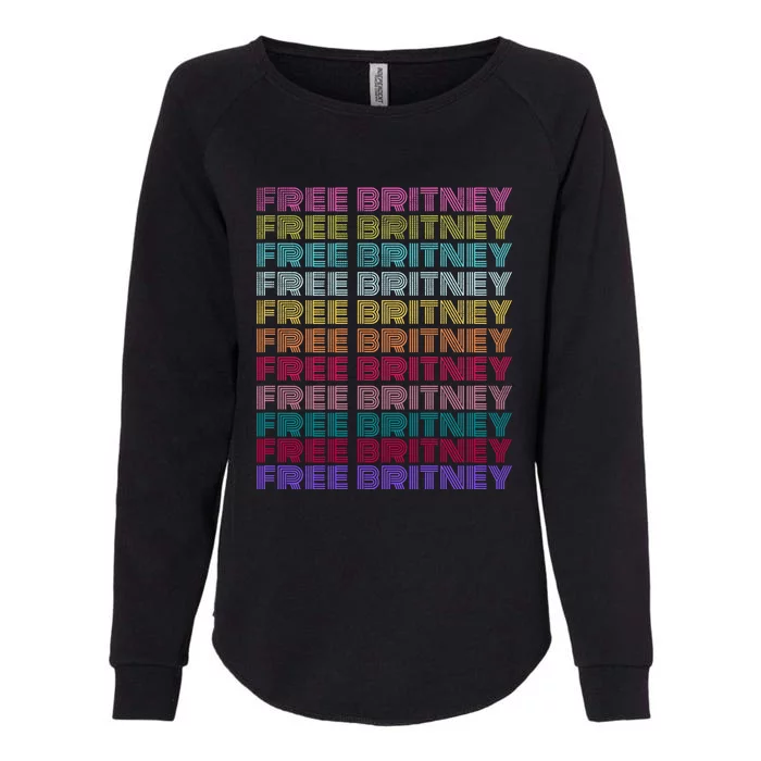 Free Britney Retro Rainbow Vintage Distressed Womens California Wash Sweatshirt