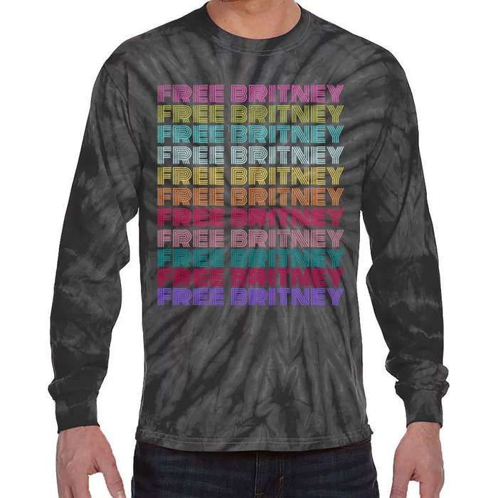 Free Britney Retro Rainbow Vintage Distressed Tie-Dye Long Sleeve Shirt