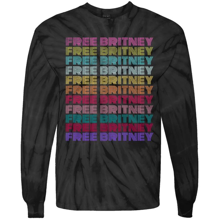 Free Britney Retro Rainbow Vintage Distressed Tie-Dye Long Sleeve Shirt