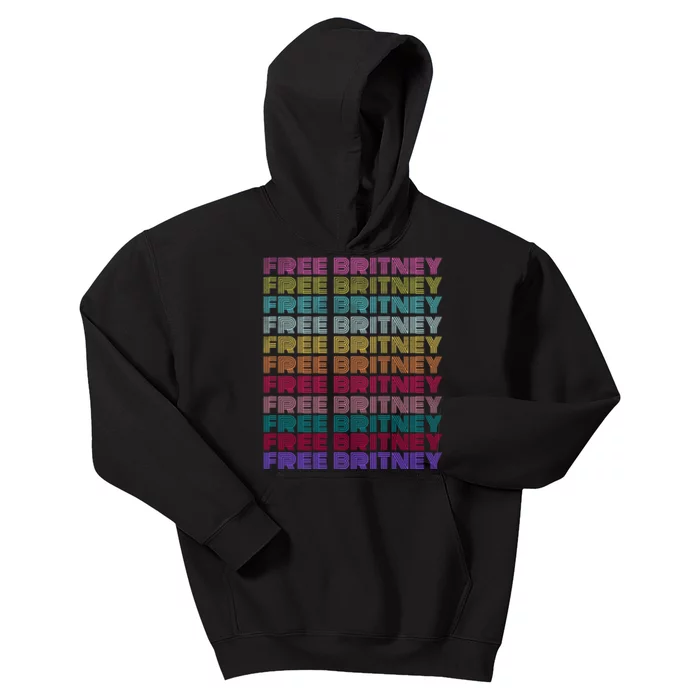 Free Britney Retro Rainbow Vintage Distressed Kids Hoodie