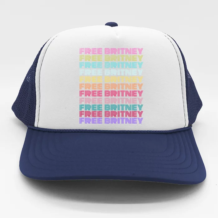 Free Britney Retro Rainbow Vintage Distressed Trucker Hat