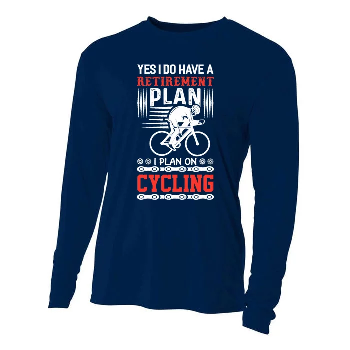 Funny Bicycle Retirement Plan Cycling Cooling Performance Long Sleeve Crew